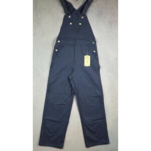 Canvas Carpenter Bib Overalls Mens 34x34 Blue Pockets and Knee Protection NWT
